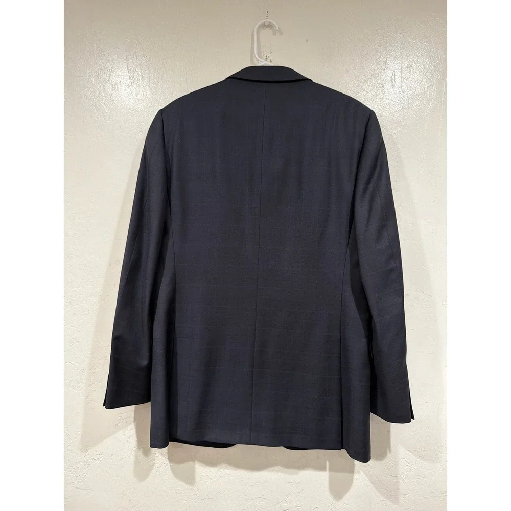 Ermenegildo Zegna Ailes Navy Windowpane Wool Blazer Jacket EU 48R US 38R